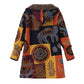 Women's Vintage Leaf Print Hooded Coat