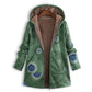 Women's Vintage Leaf Print Hooded Coat