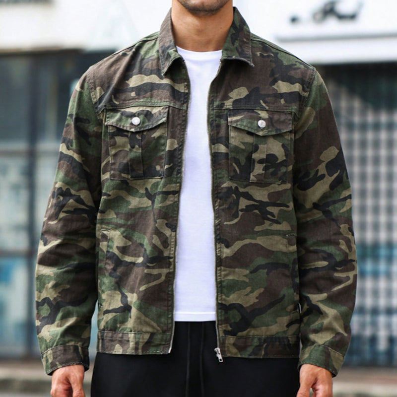 💥 Camo Contrast, Street-Ready Denim | Men's Structured Jacket ⚡