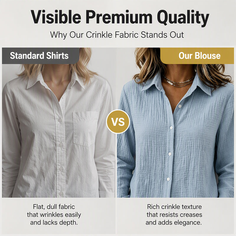 ✨ Crinkle Texture, Polished Everyday Style | Women's Button-Down Shirt
