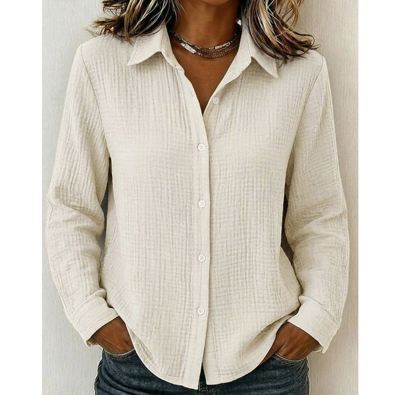 ✨ Crinkle Texture, Polished Everyday Style | Women's Button-Down Shirt