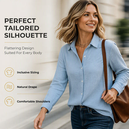 ✨ Crinkle Texture, Polished Everyday Style | Women's Button-Down Shirt