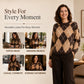 Women's Retro Argyle Cozy Knit Sweater