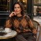 Women's Retro Argyle Cozy Knit Sweater