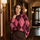 Women's Retro Argyle Cozy Knit Sweater