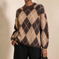 Women's Retro Argyle Cozy Knit Sweater