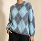 Women's Retro Argyle Cozy Knit Sweater