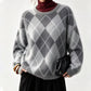 Women's Retro Argyle Cozy Knit Sweater