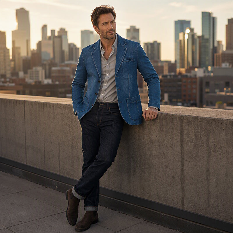Men's Stylish Slim Fit Denim Blazer