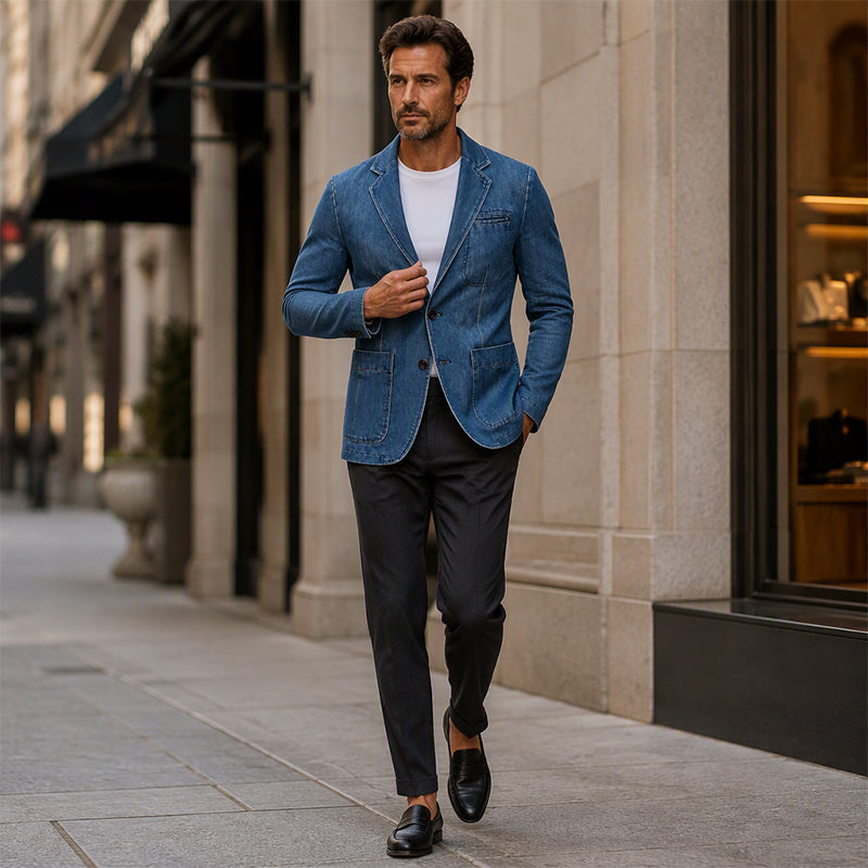 Men's Stylish Slim Fit Denim Blazer