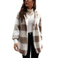 Women's Loose Plaid Color Block Hooded Cardigan
