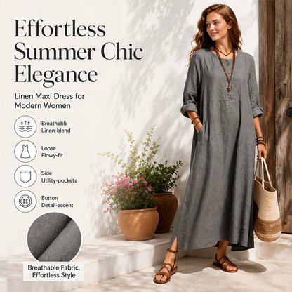 Women's Casual Maxi Dress with Pockets