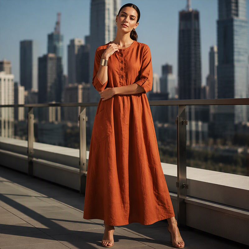 Women's Casual Maxi Dress with Pockets