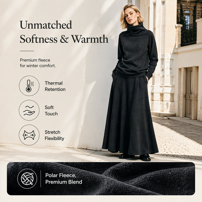 Women's Turtleneck Top and Maxi Skirt Set