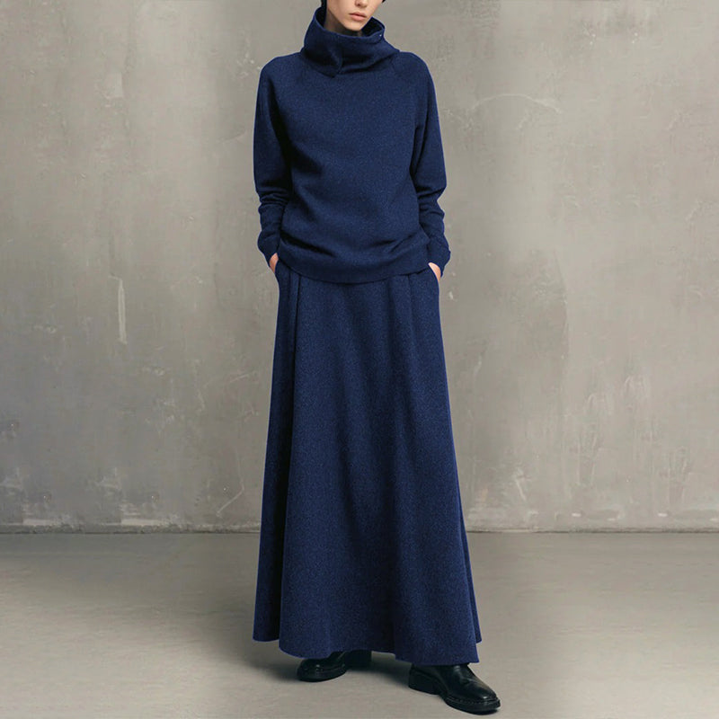 Women's Turtleneck Top and Maxi Skirt Set