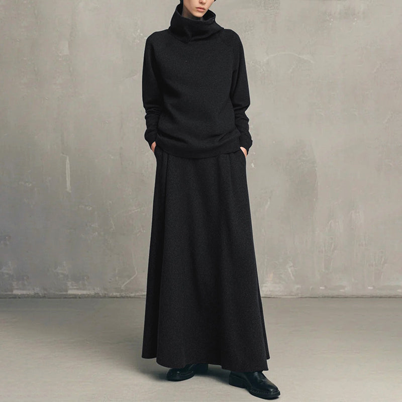 Women's Turtleneck Top and Maxi Skirt Set