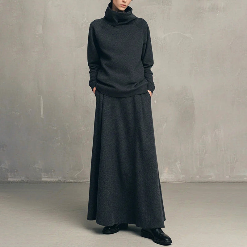 Women's Turtleneck Top and Maxi Skirt Set