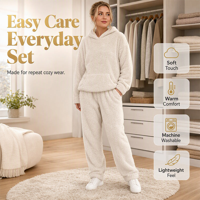 Women's Plush Hooded Sweatshirt & Pants Lounge Set
