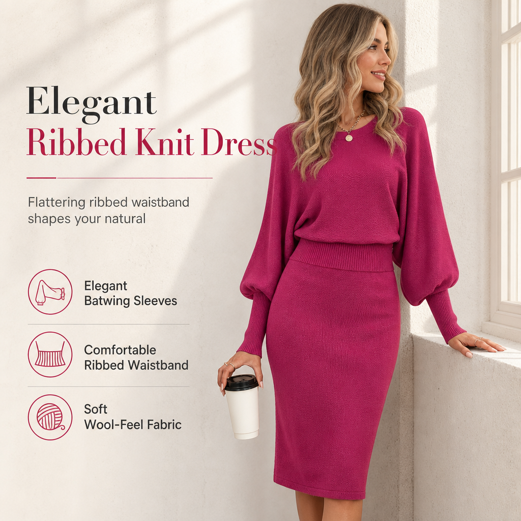 Women's Long Sleeve Knit Sweater Dress
