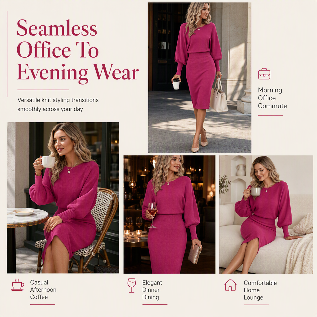 Women's Long Sleeve Knit Sweater Dress