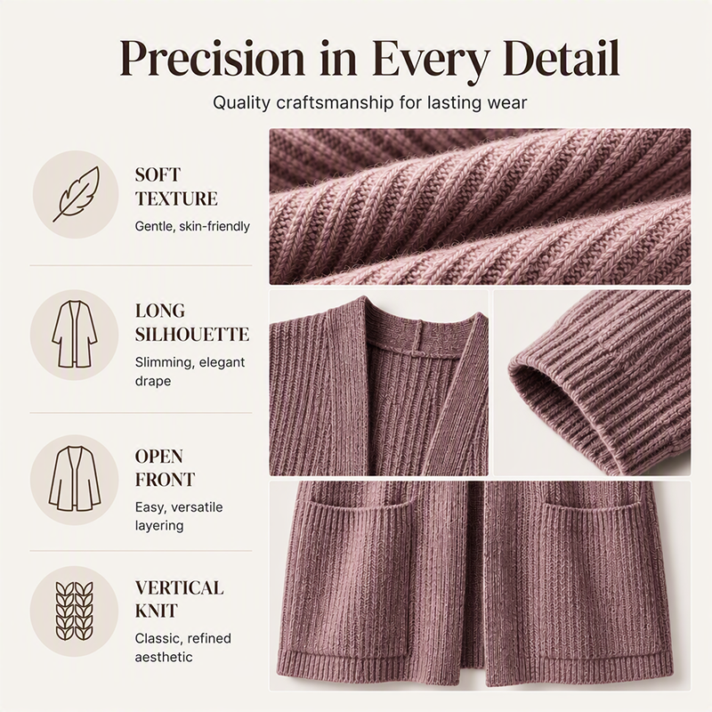 Women's Cozy Ribbed Knit Long-line Cardigan