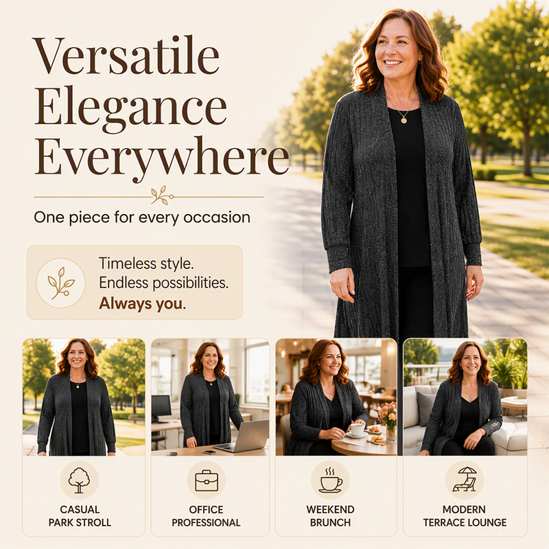 Women's Cozy Ribbed Knit Long-line Cardigan