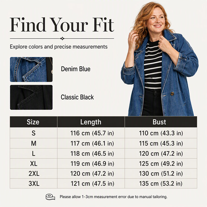 Women's Longline Double Breasted Denim Coat