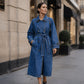 Women's Longline Double Breasted Denim Coat