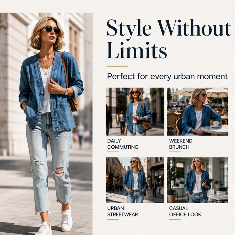 👖 Denim Made Easy | Women’s V-Neck Denim Cardigan