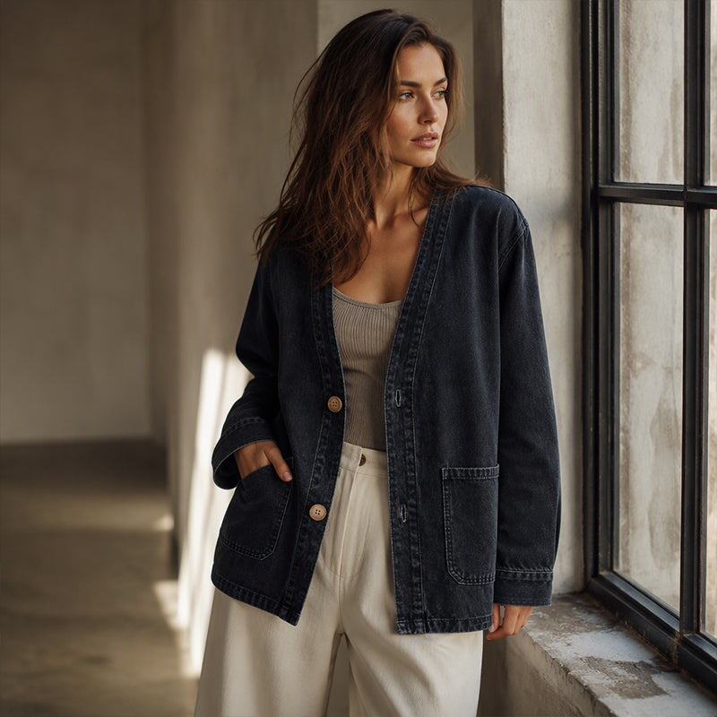 👖 Denim Made Easy | Women’s V-Neck Denim Cardigan