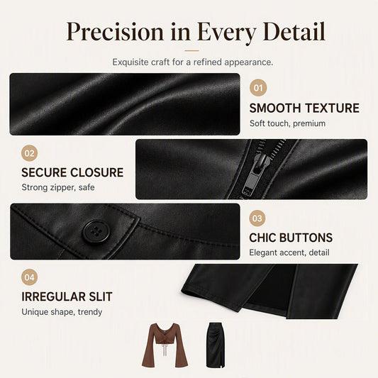 Women's Chic Irregular Side Slit PU Leather Skirt