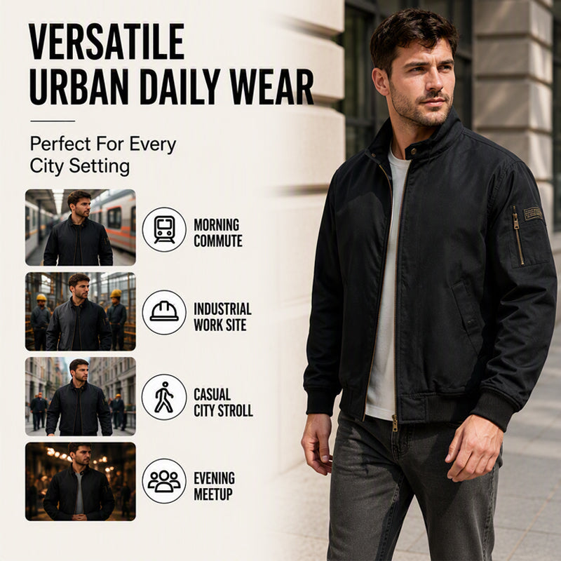 Men's Loose Plush-Lined Bomber Jacket