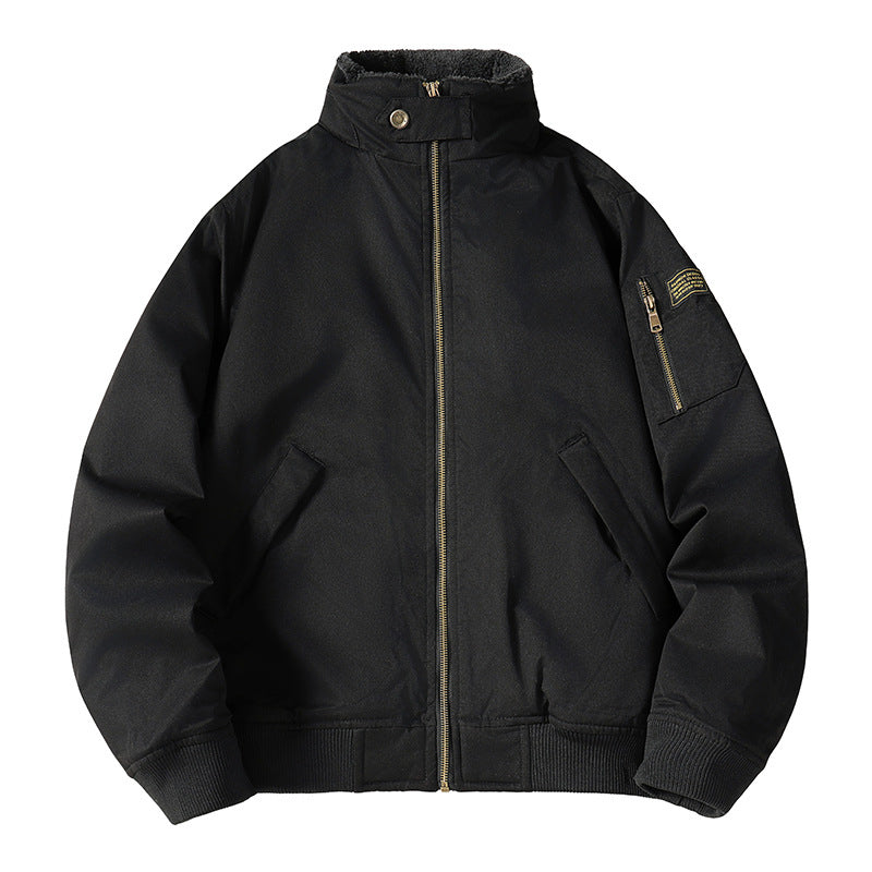 Men's Loose Plush-Lined Bomber Jacket