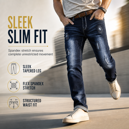 Men's Stretch Slim Fit Ripped Jeans