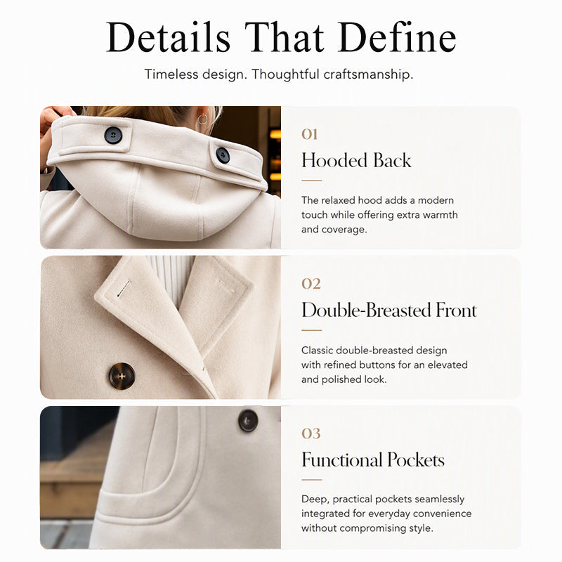 Women's Double-Breasted Hooded Pea Coat