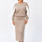 Women's Knit Two Piece Sweatshirt & Midi Skirt Set