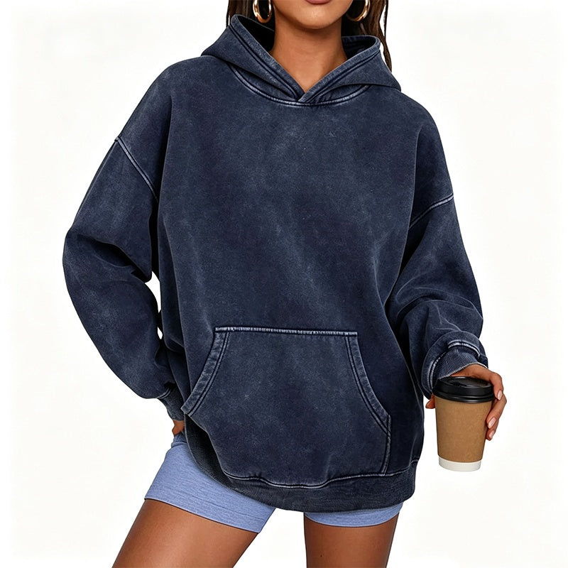 Unisex Casual Oversized Acid Wash Hoodie