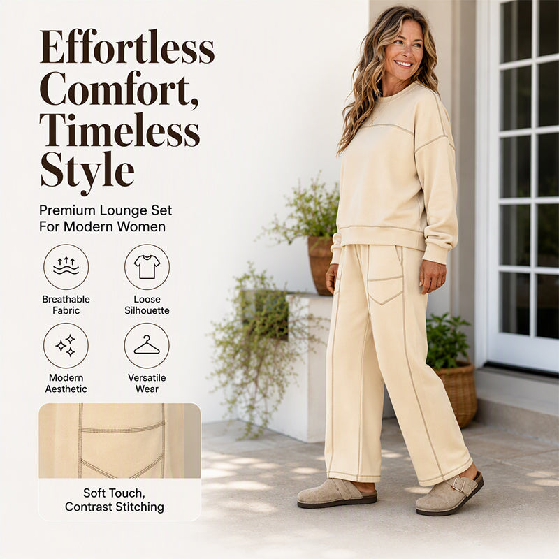Women's Casual Sweatshirt & Wide-Leg Pants Set