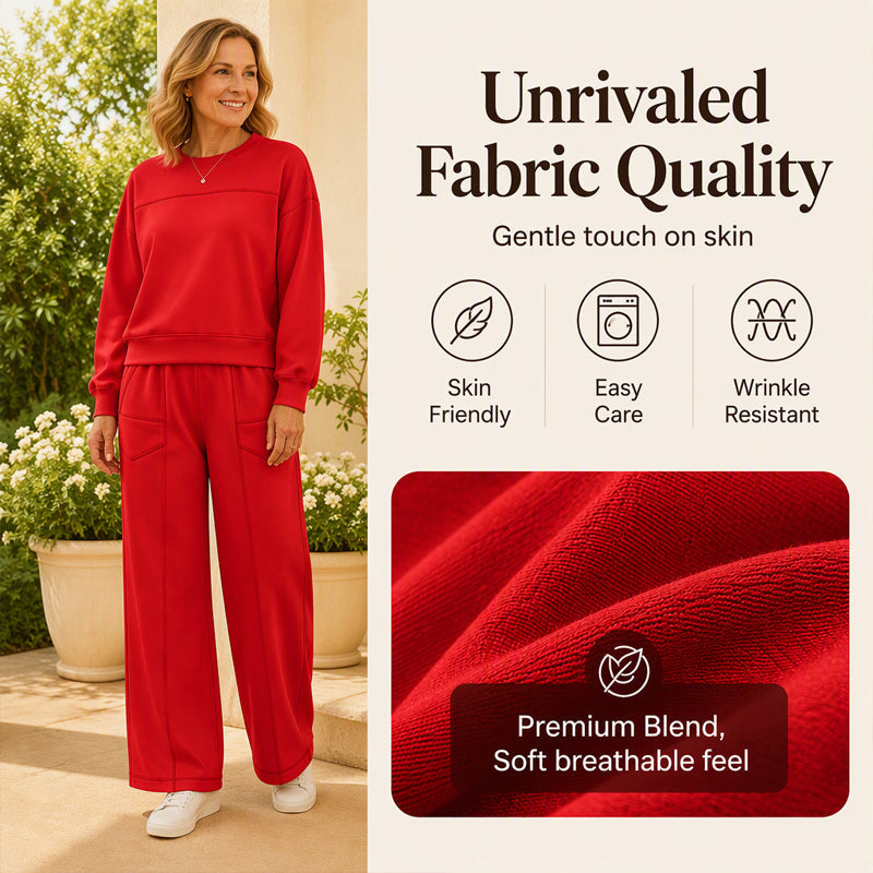Women's Casual Sweatshirt & Wide-Leg Pants Set