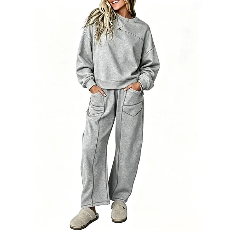 Women's Casual Sweatshirt & Wide-Leg Pants Set