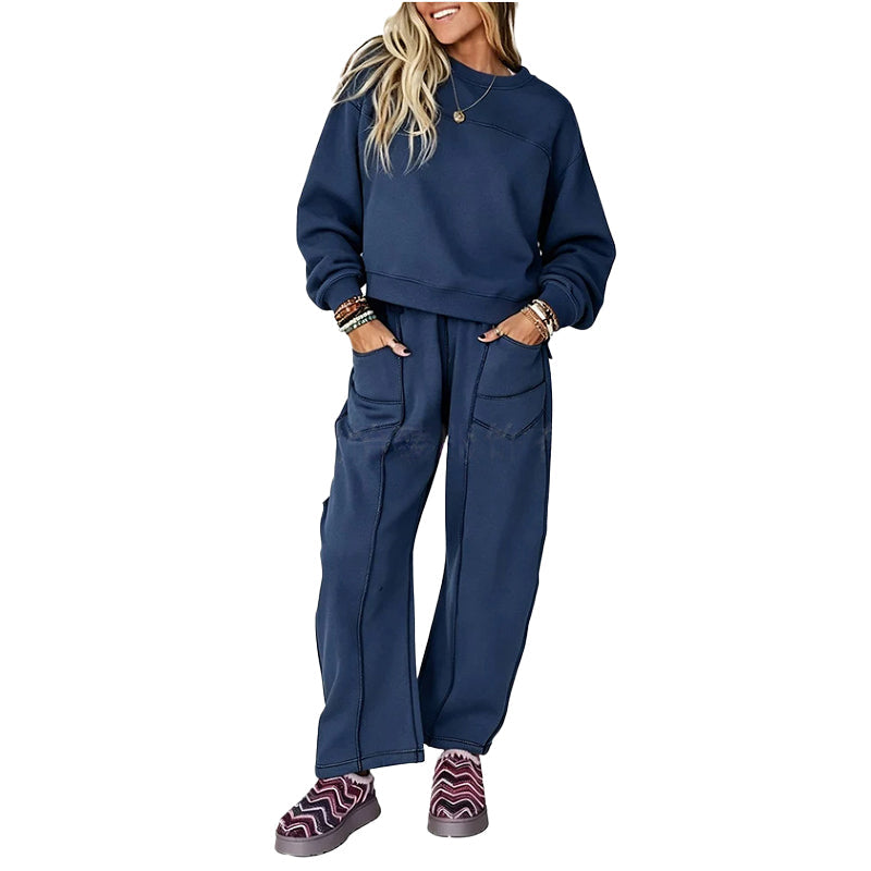 Women's Casual Sweatshirt & Wide-Leg Pants Set