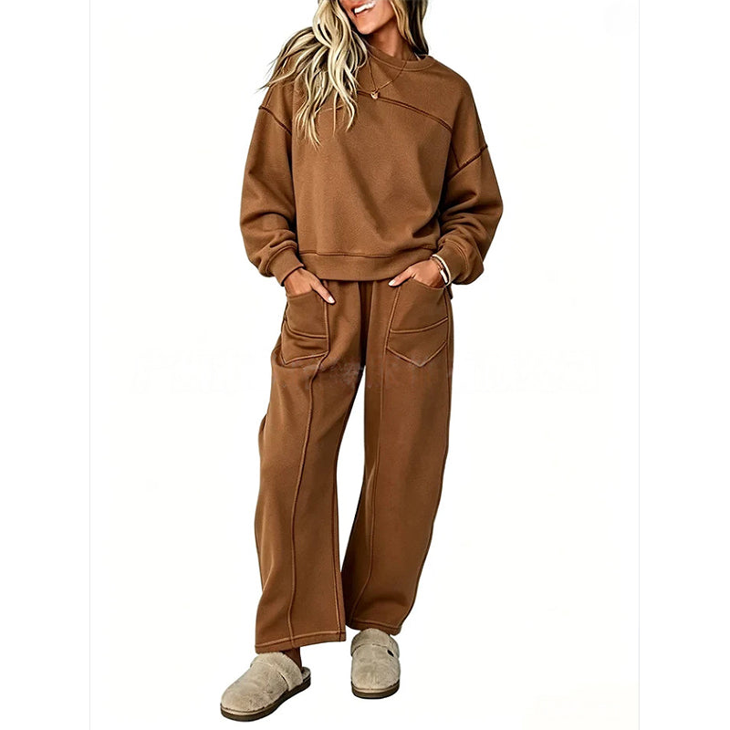 Women's Casual Sweatshirt & Wide-Leg Pants Set