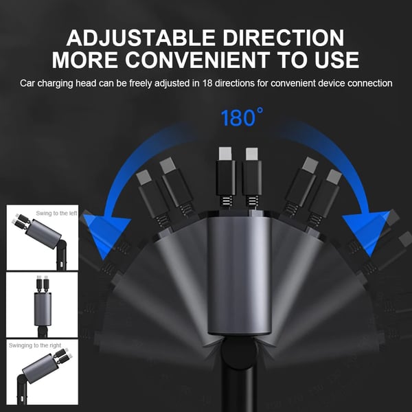 3-in-1 Telescopic Double-pull Car Mobile Phone Charger