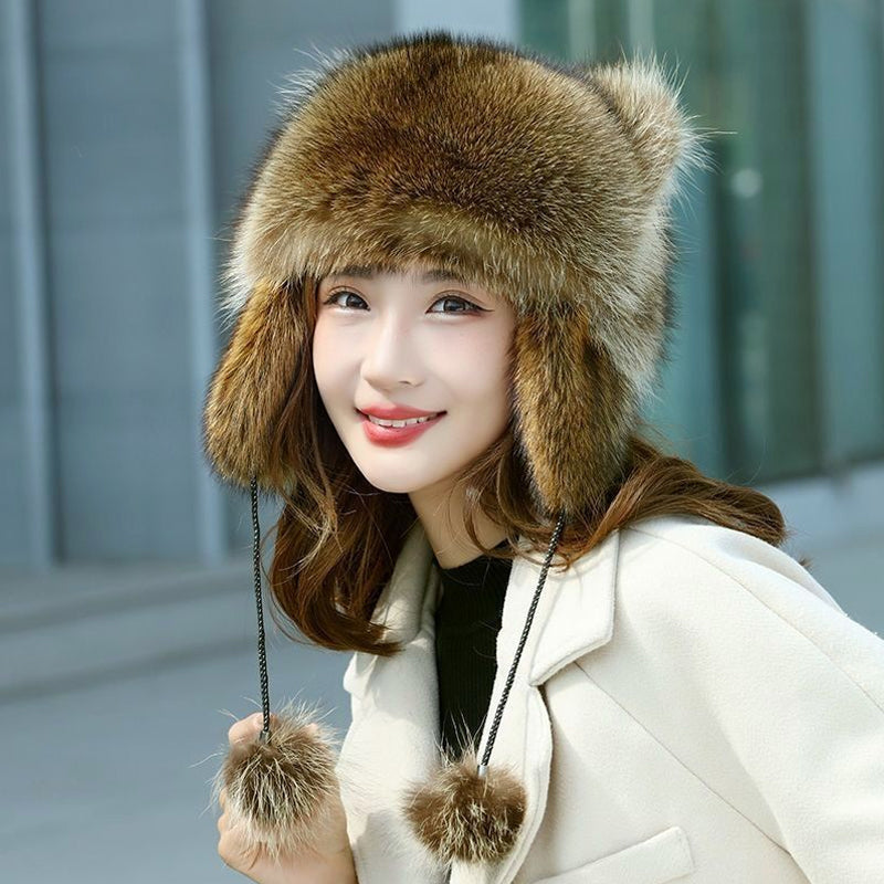 🎁✨Hot sale🔥Cute Faux fur Raccoon Tail Parent-Child Plush Hat