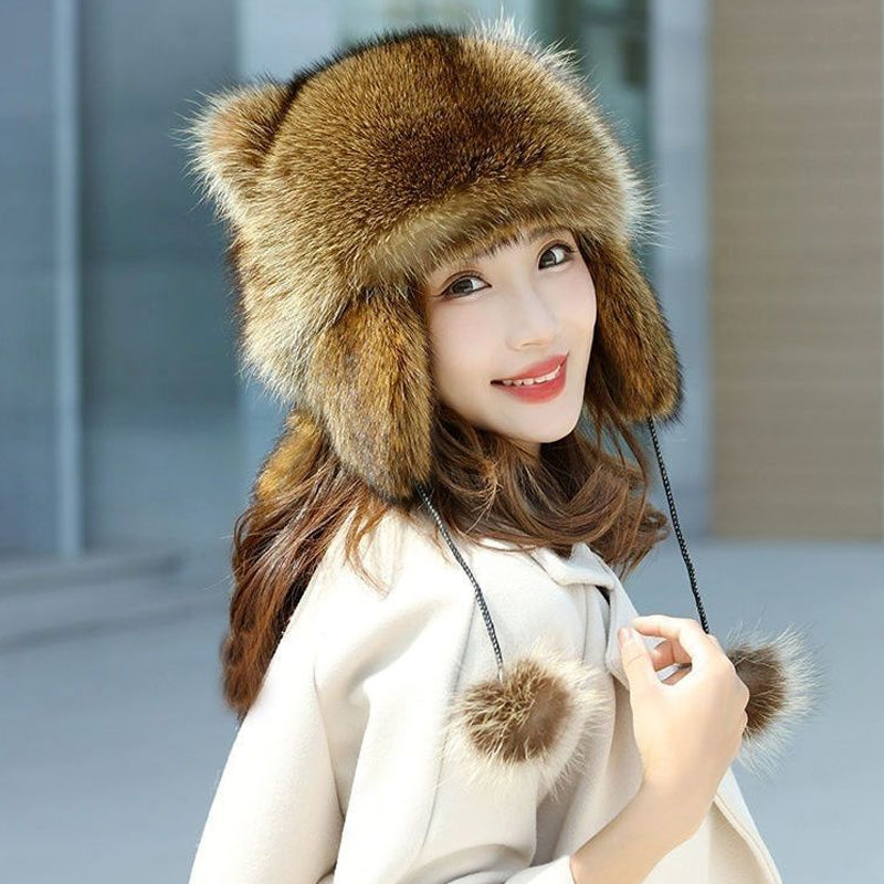 🎁✨Hot sale🔥Cute Faux fur Raccoon Tail Parent-Child Plush Hat