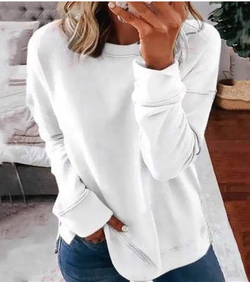 Ladies Autumn And Winter Top Loose Solid Color Long Sleeve T-shirt