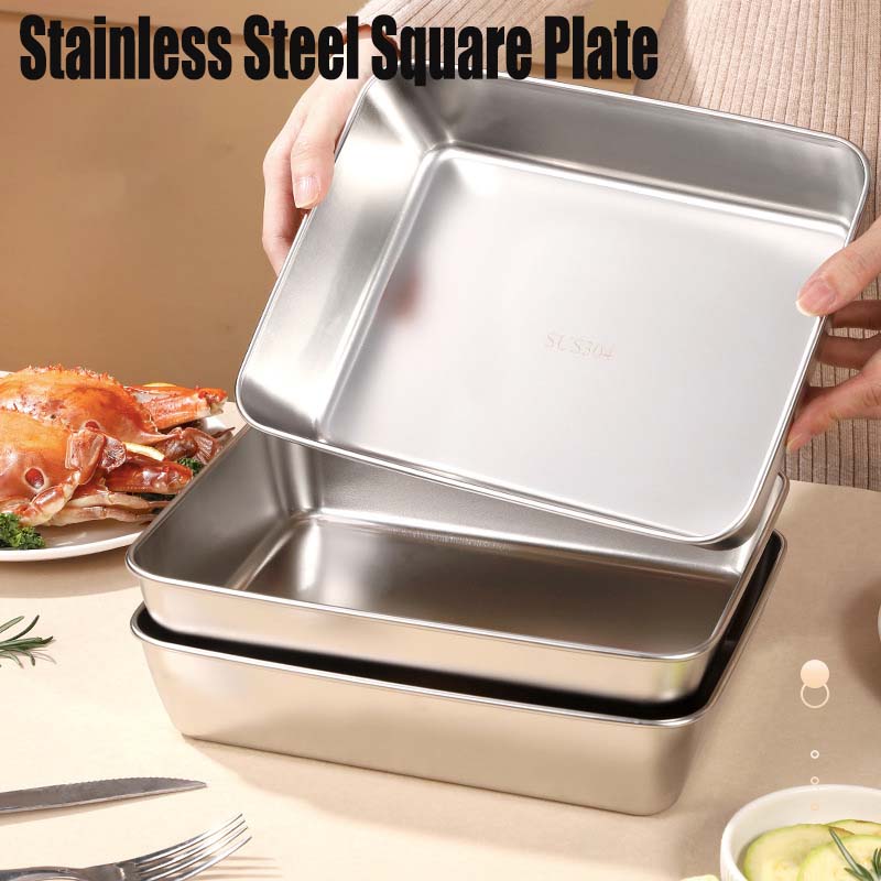 🔥2024 Hot Sale🎁49% OFF Stainless Steel Square Plate (With Lid)