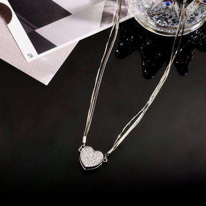 Love Magnetic Necklace Multi-Layer Snake Bone Chain Suction Stone With Diamonds Love Necklace