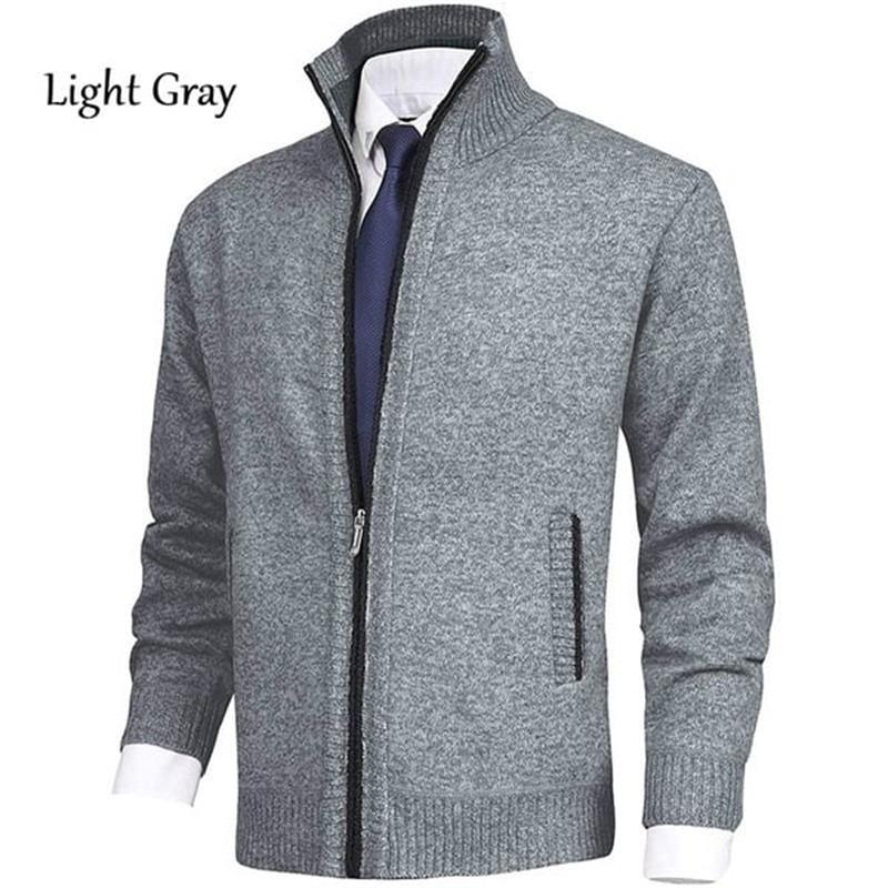 🔥Black Friday promotion 50 % off discount🔥Men's Solid Color Stand Collar Fashion Cardigan Sweater Knit Jacket