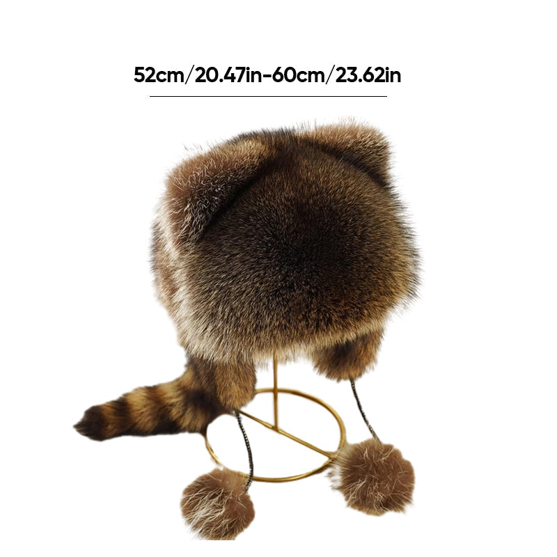 🎁✨Hot sale🔥Cute Faux fur Raccoon Tail Parent-Child Plush Hat